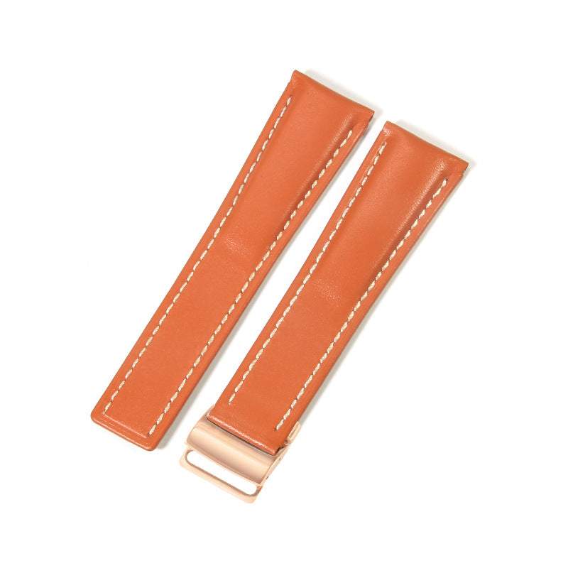 Black Brown Blue Bamboo Grain Cowhide Watch Strap 22mm 24mm