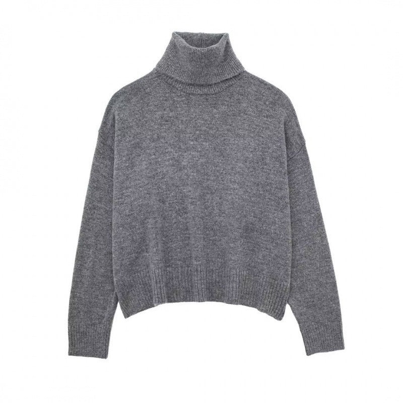 High-neck Long-sleeved Top With Pleated Mini Skirt Knit Set