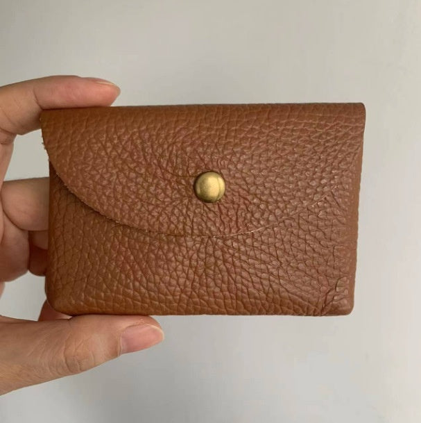 First Layer Cattlehide Leather Fashion Hidden Hook Coin Pocket Card Holder Mini-Portable