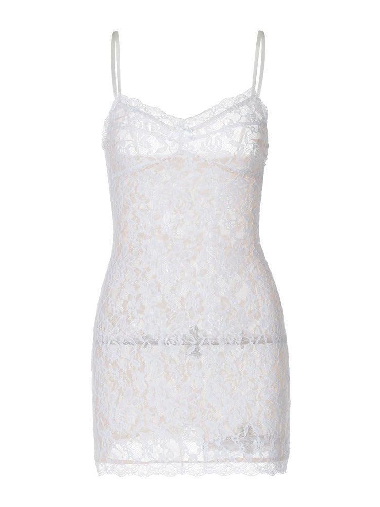 Spring Summer Lace See Through Dress