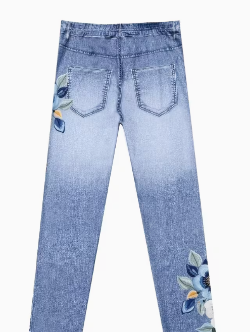 Printed Legging - Not Denim Fabric Women's Imitation Denim Tight Pants