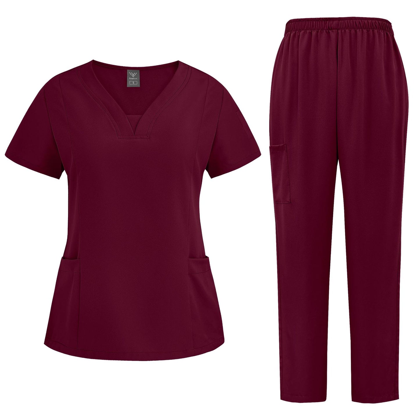 Women's Casual Loose Solid Color Nurse Workwear Set