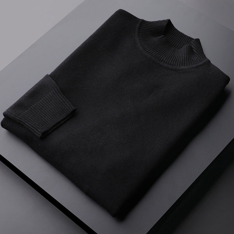 Langærmet sweater mænds efterår og vinter termisk hovedbeklædning halv rullekrave