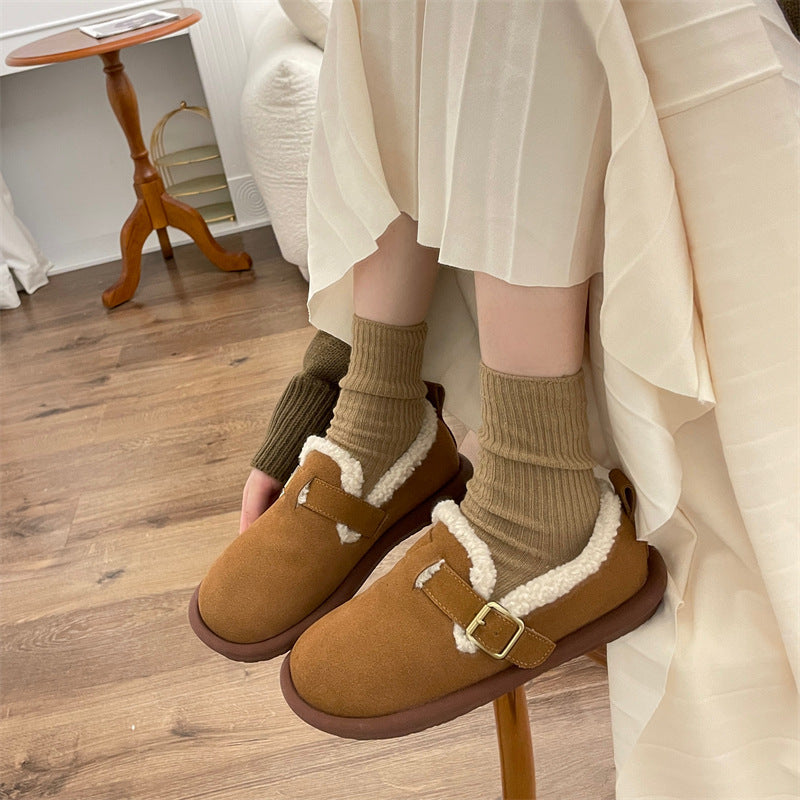 Women's Warm Beanie Shoes With Velvet In Winter