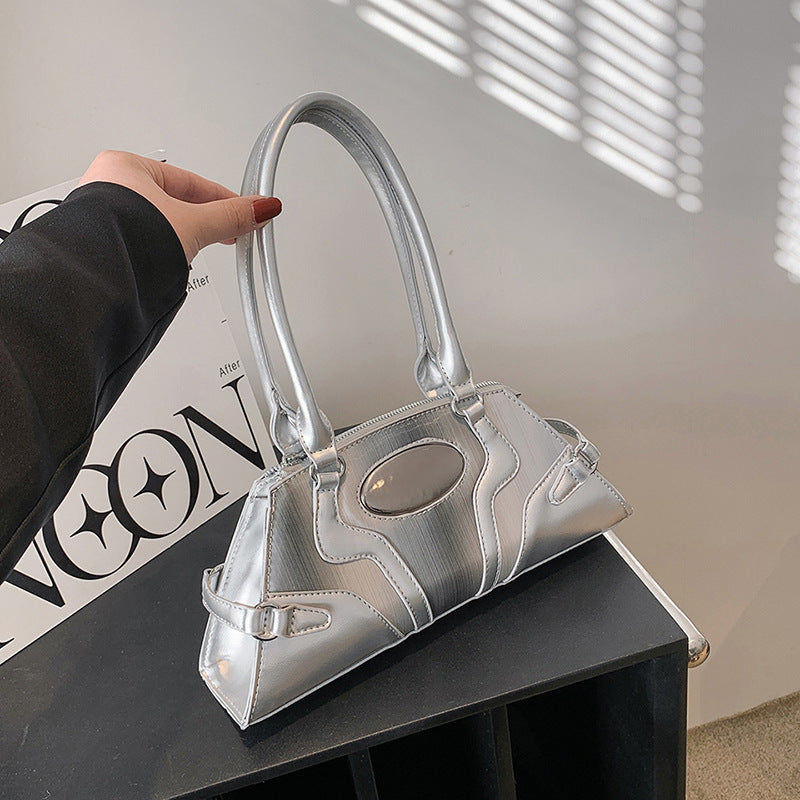 Glossy Metallic Fashion Belt Decorative Shoulder Bag