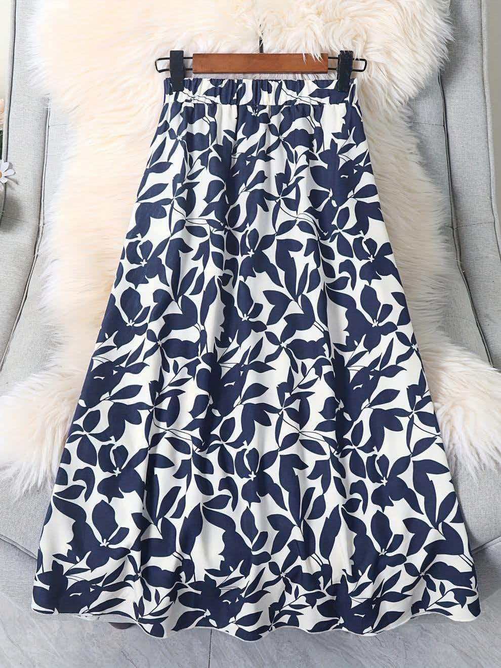 Micro-transparent Elastic Waist Printing Long Skirt Commuter's All-matching