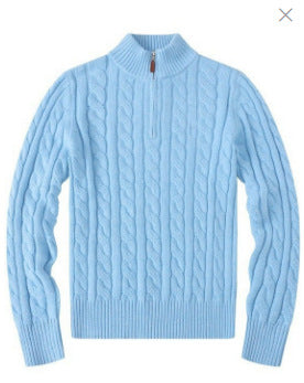 Small Embroidered Men's Sweater Half-height Zip Knitwear Business