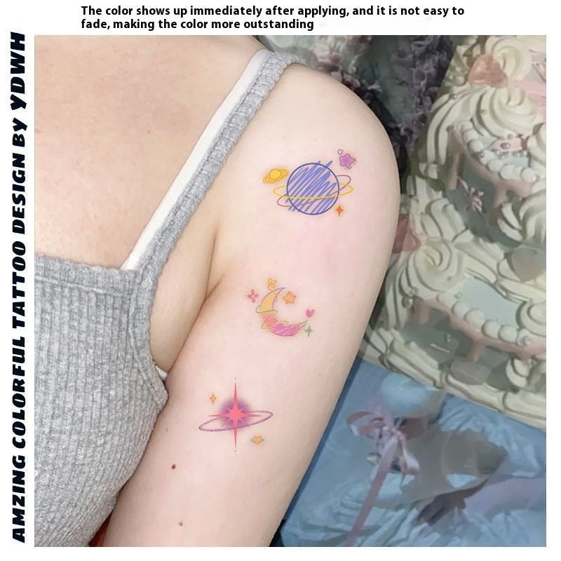 Butterfly Moon Color Shoulder Clavicle Tattoo Sticker