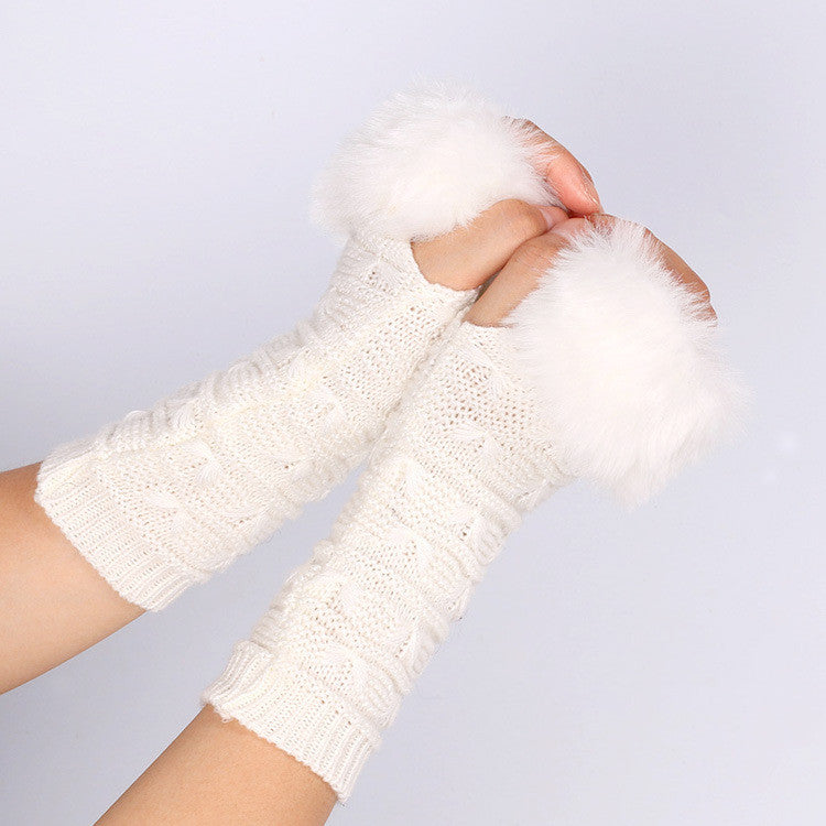Women's Butterfly Pattern Fleece Gloves Sleeves