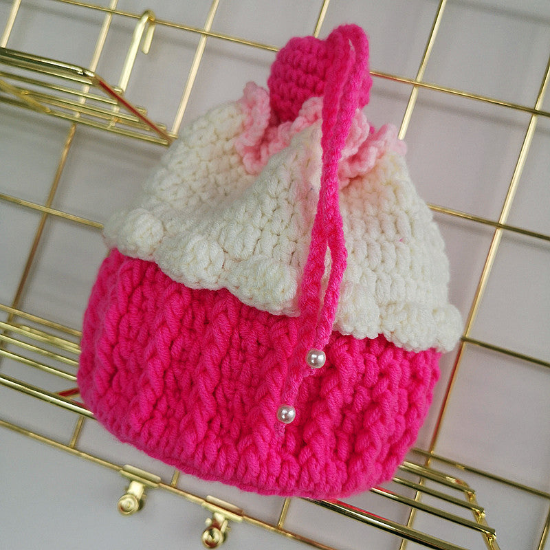 Strawberry Cake Woven Bucket Bag