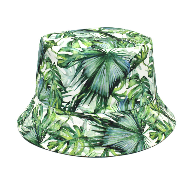 European And American New Plant Printing Bucket Hat Women