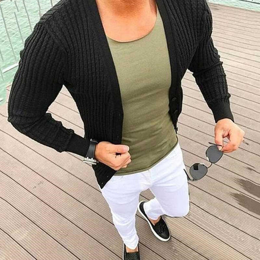 New Men's Loose Knit Sweater Sweater Coat