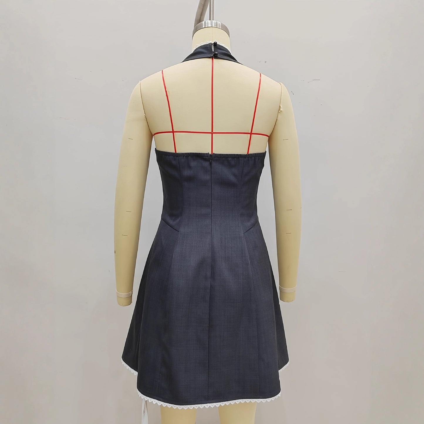Waist-Cinched Slimming Butterfly-Knot Halter Dress