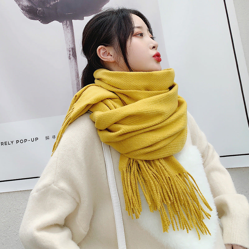 Women's Solid Color Thickened Cotton Cashmere Scarf