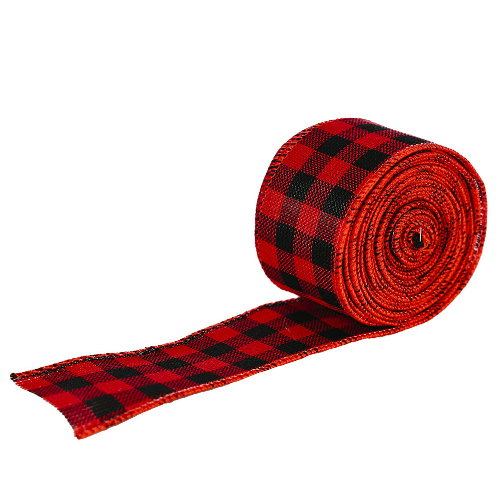Christmas Black And White Red Lattice Decoration Ribbon