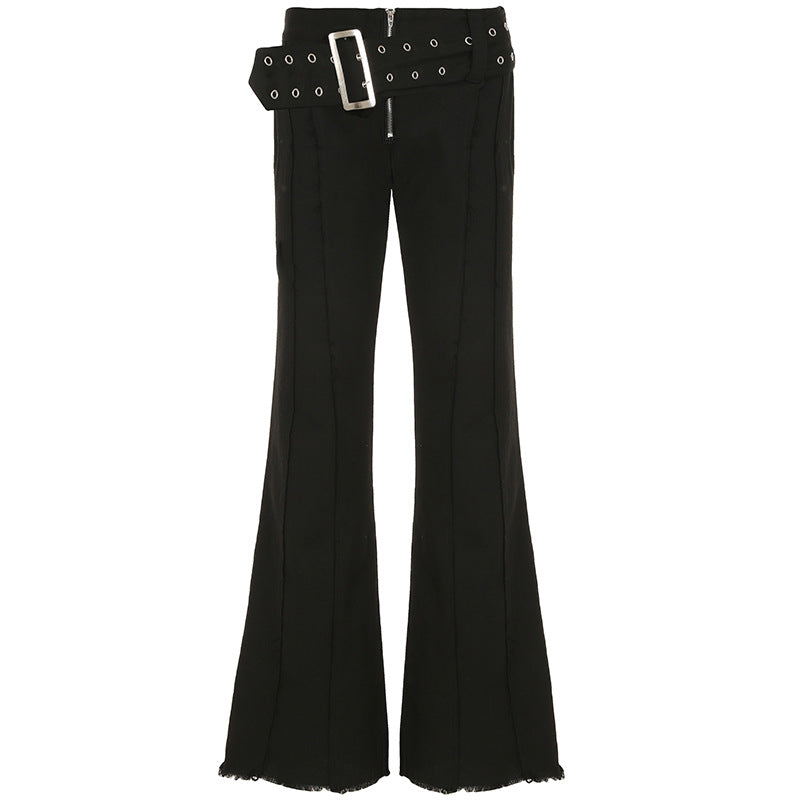 Women's Waist Belt Slim Fit Slimming And Slightly Flared Jeans