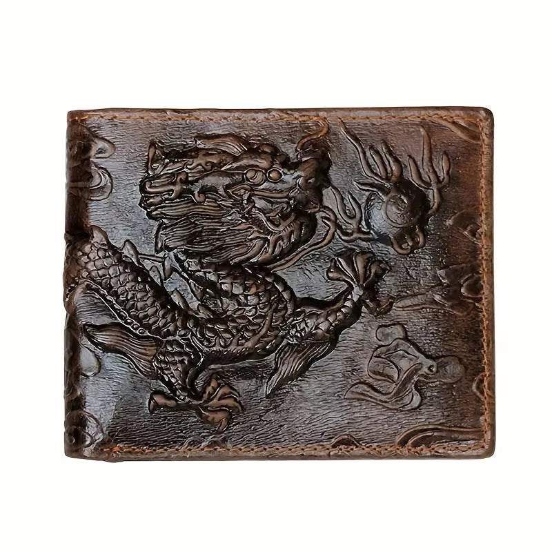 Men'S Vintage Genuine Leather Wallet 3D Printed Tiger Wallet Card Holder