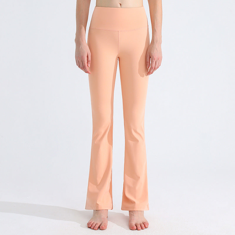 Antibacterial Sports Yoga Pants Female High Elastic Nude Feel Moisture Absorption Quick-drying Bell-bottom Pants