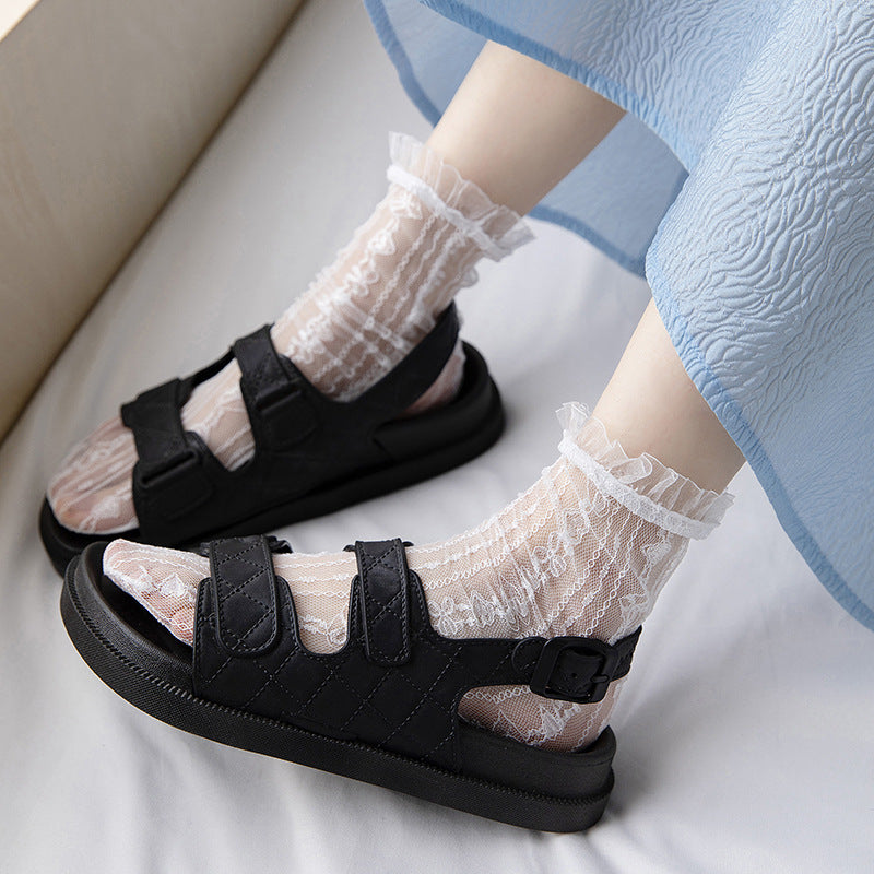 Vintage Mesh Lace Japanese Style Lace Long Socks