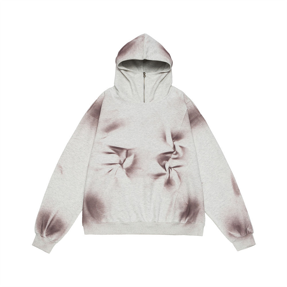 Spray Painting Tie-dyed Turtleneck Hooded Sweater Men's Loose Casual