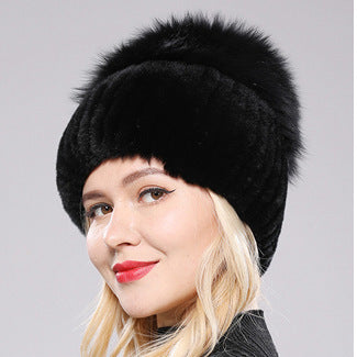 Womens Warmth-Retaining Rex Rabbit Fur Winter Hat