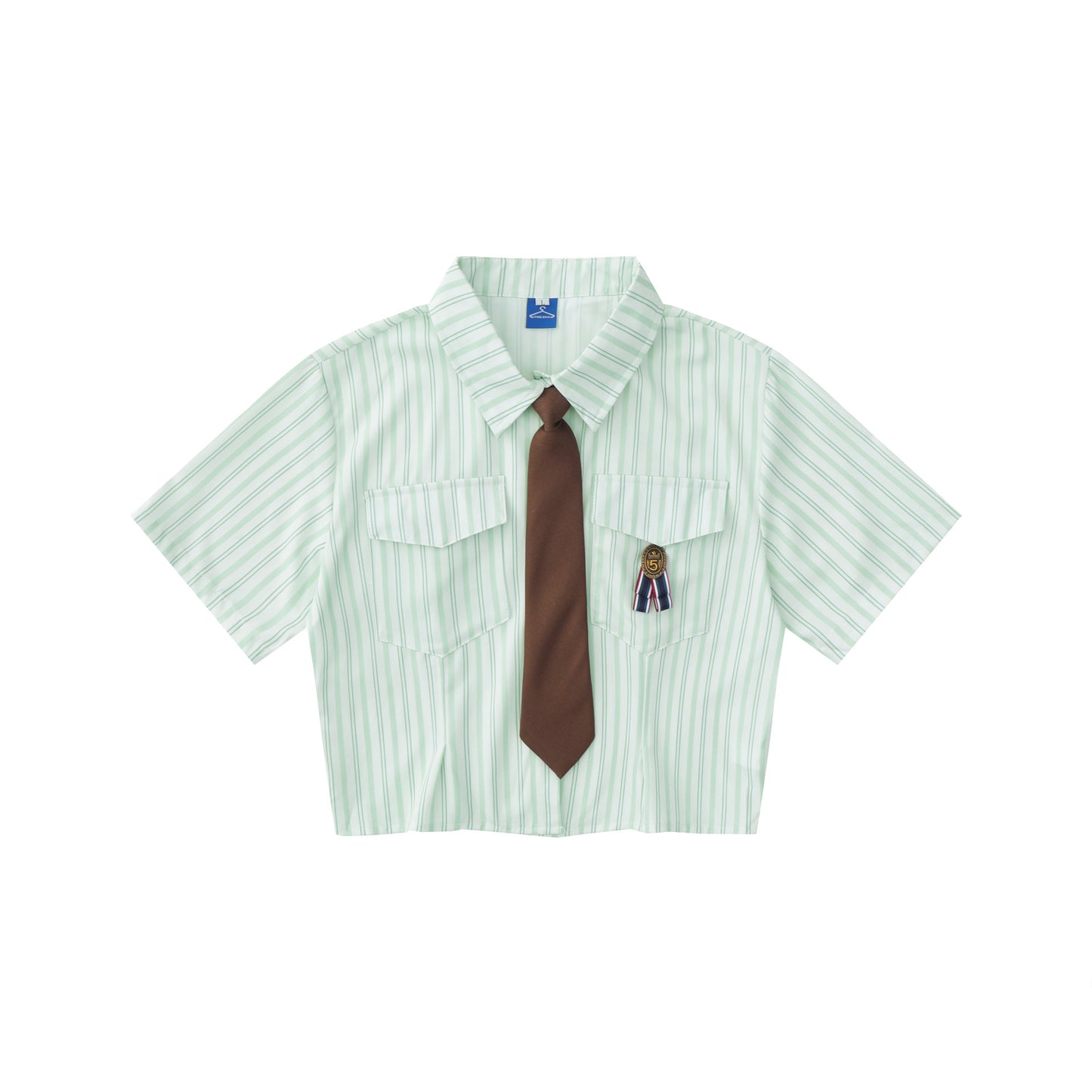 Japanese College Style Striped Tie Short Shirt