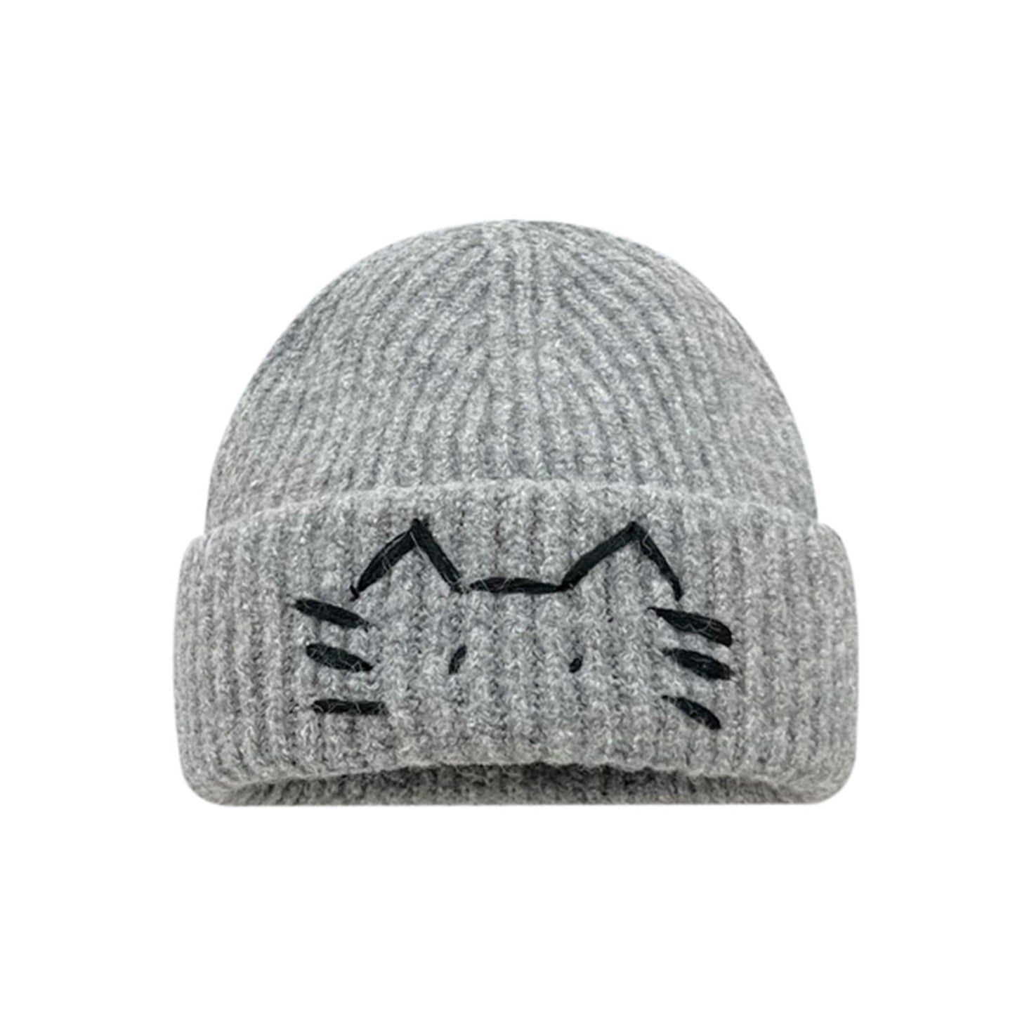 Cute Line-design Cat Knitted Hat For Womenkeeps You Warm In Fall And Winter
