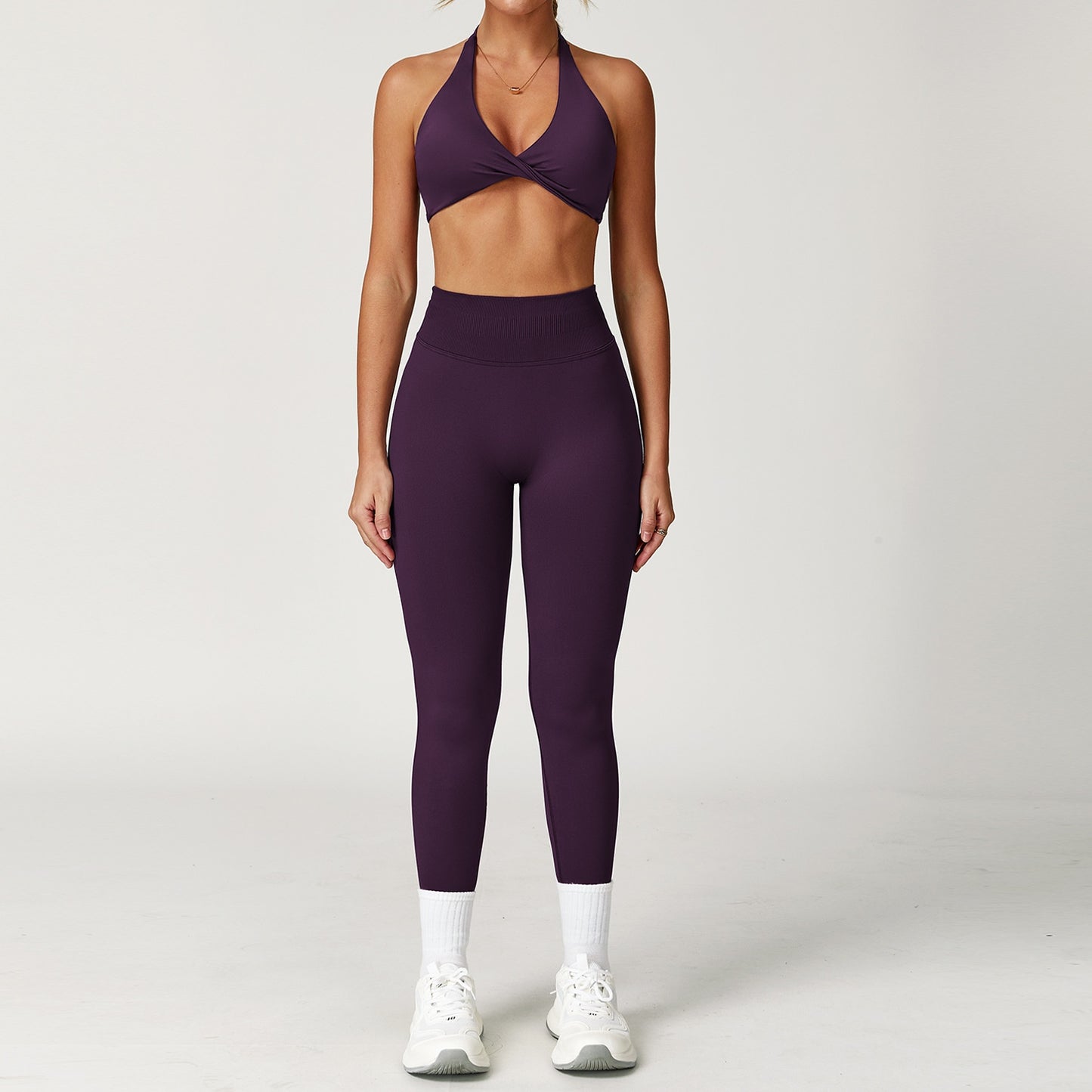 Winter Tight Beauty Back Yoga Suit Quick-drying Workout Clothes Outdoor Running Sports Suit Female 8503
