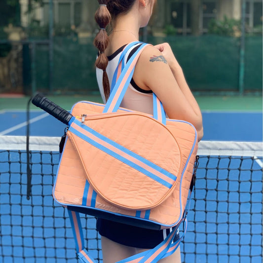 Stribet Outdoor Neopren Rejse Bærbar Skulder Tennis Taske