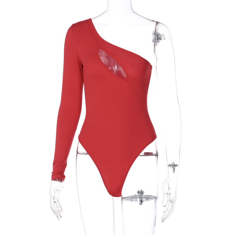 Women's Hollow One Shoulder Long Sleeve Jumpsuit