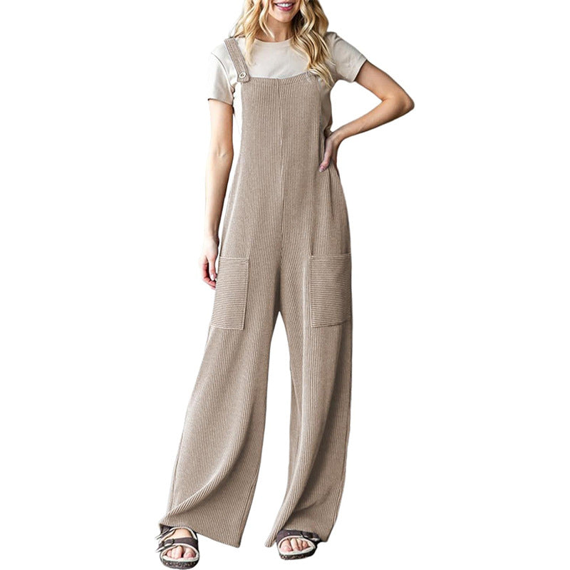 Jumpsuit til kvinder med justerbart spænde og lommer
