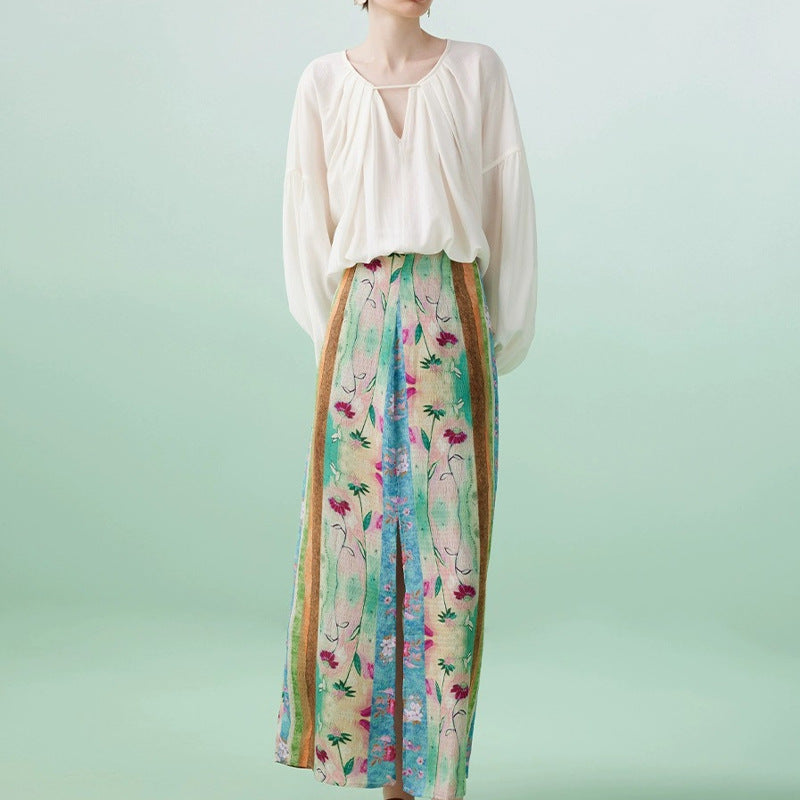 Retro Style Printed Bohemian Skirt