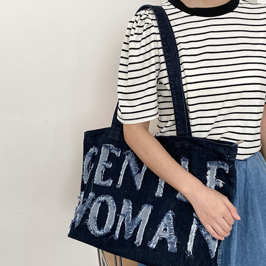Large Capacity Art Leisure Tide Cool Everything One Shoulder Canvas Bag Female