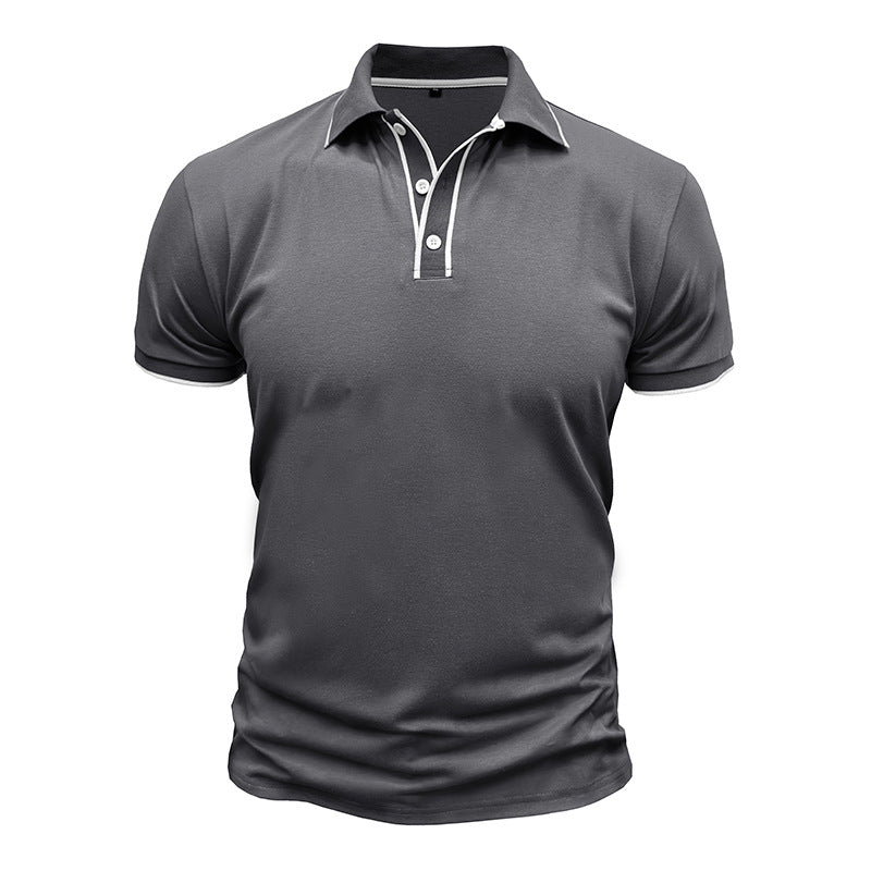 European And American Style Men's Clothing Short Sleeve Lapel Jacquard