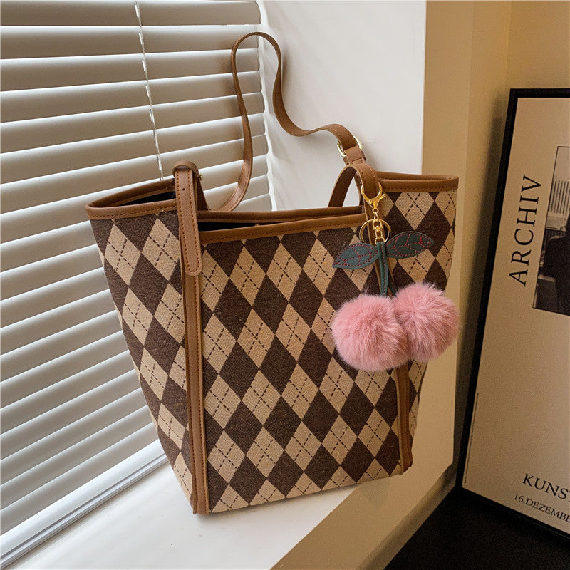 Winter Plaid Shoulder Bag Casual Handbag