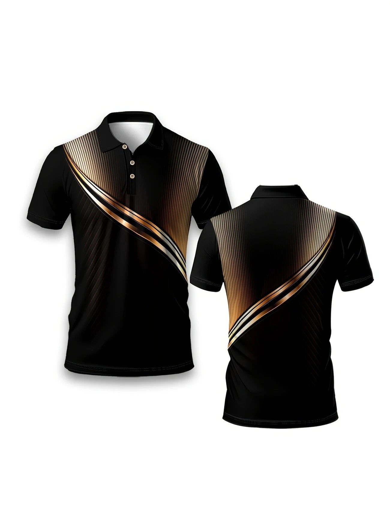 Mens Short Sleeve Athletic Top Breathable Printed With A Turn Down Collar