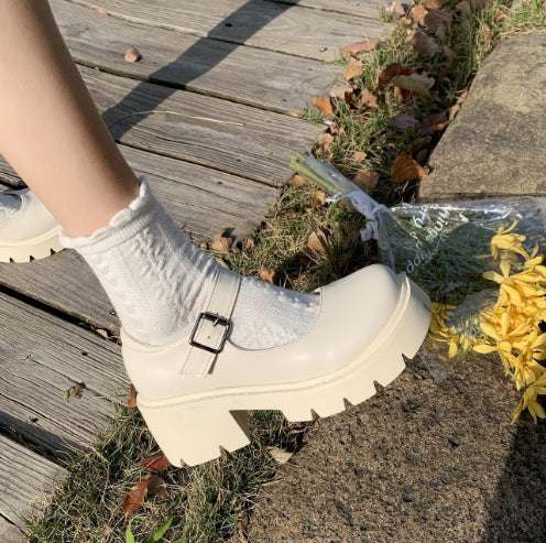 Women's Buckle British Style Leather Shoes