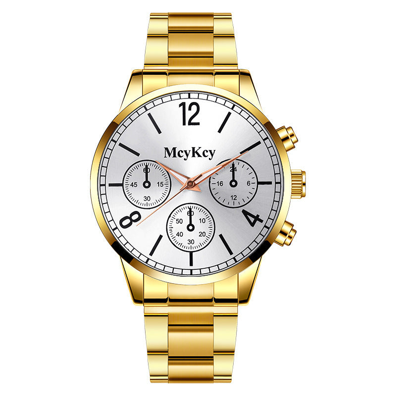 Fake Three-eye Men's Steel Belt Business Casual Quartz Watch