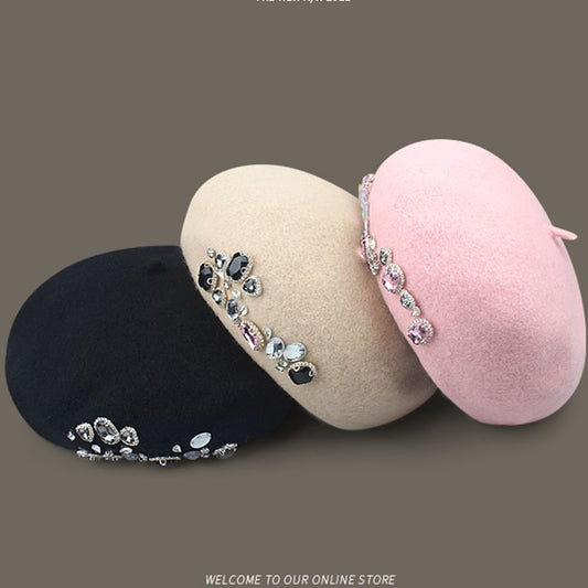 Hundred Take Show Face Small Wool Tweed Painter Pumpkin Hat