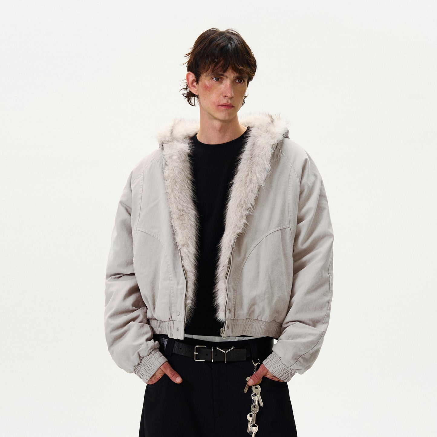 American Retro Niche Deconstructed Patch Design Fleece Jacket