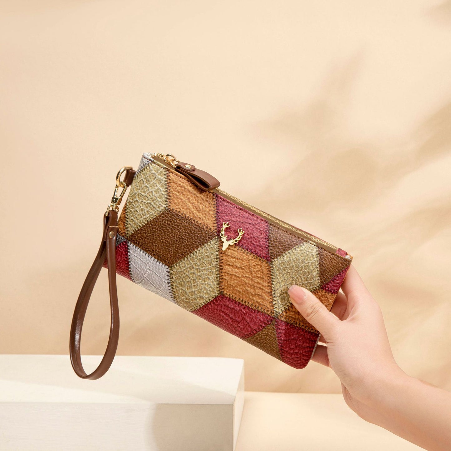 Women's Retro All-Match Trendy Color-Block Clutch Bag