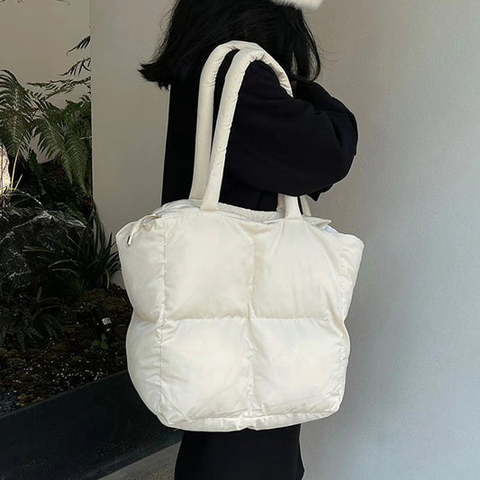 Dame Skulder Dun Plisseret Bomuldstaske
