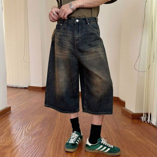 Retro pæreformede nostalgiske denimjeans med vide ben til kvinder