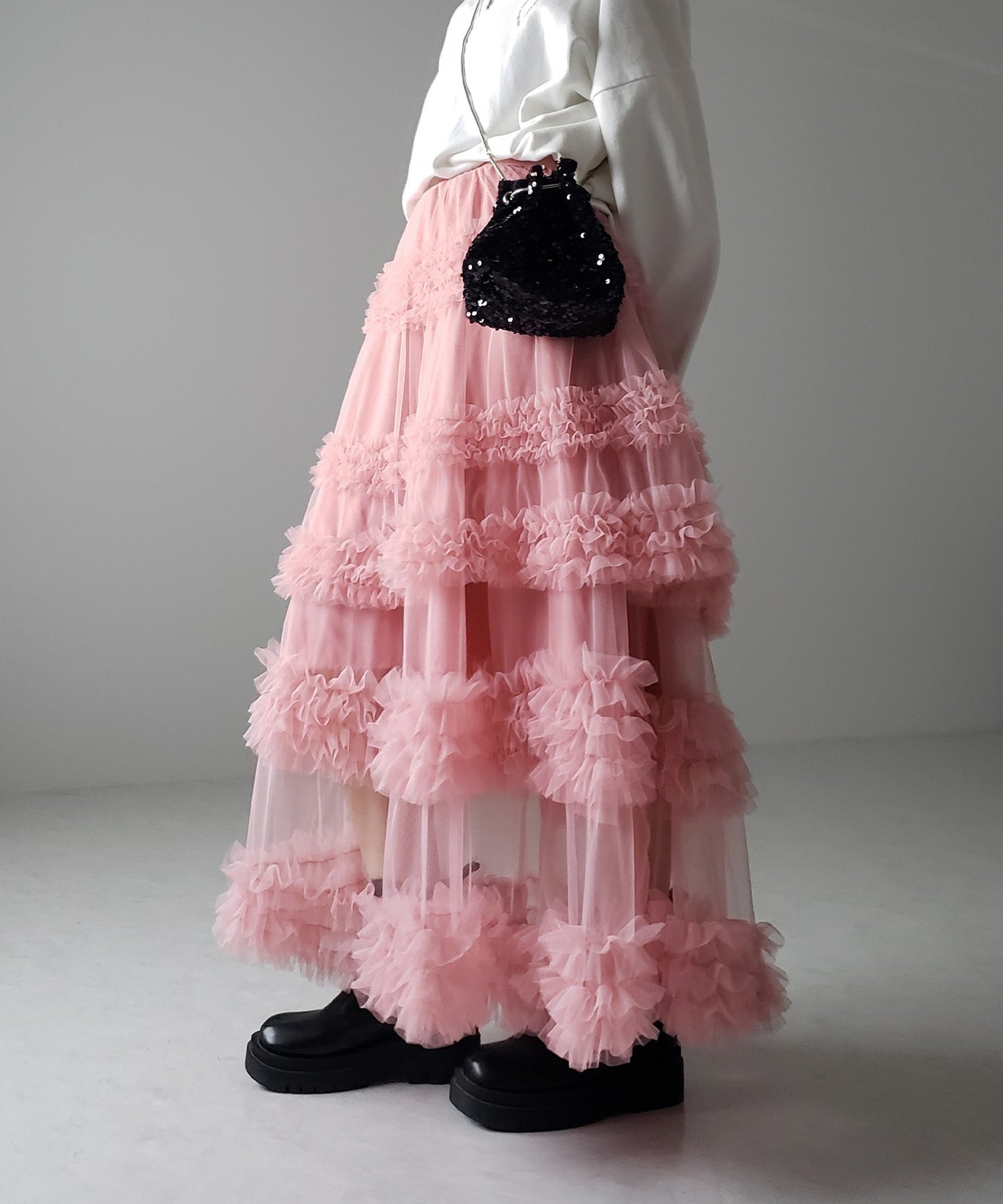 Three-layer Spliced Mesh Japanese-style Women's Skirt