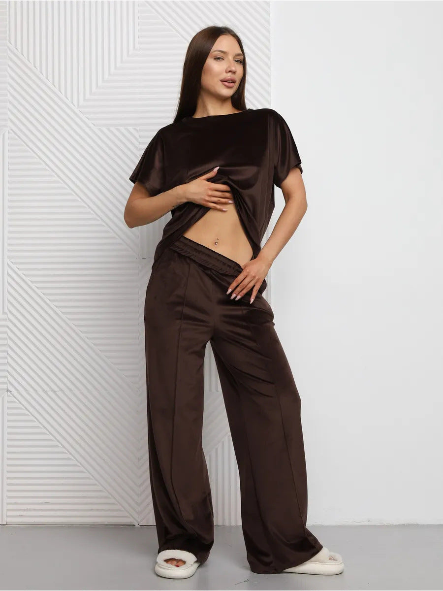 Women's Short-sleeve Top And Pants Set