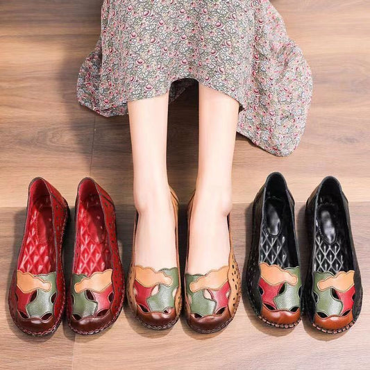 Modieuze Designer Holle Lederen Platte Schoenen