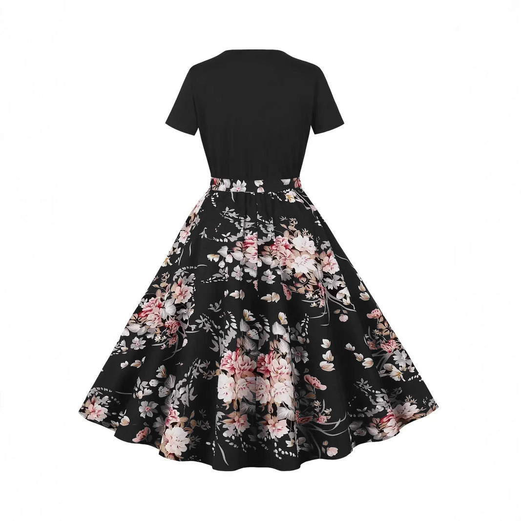 Women's Fashionable Retro Patchwork Elegant Dress