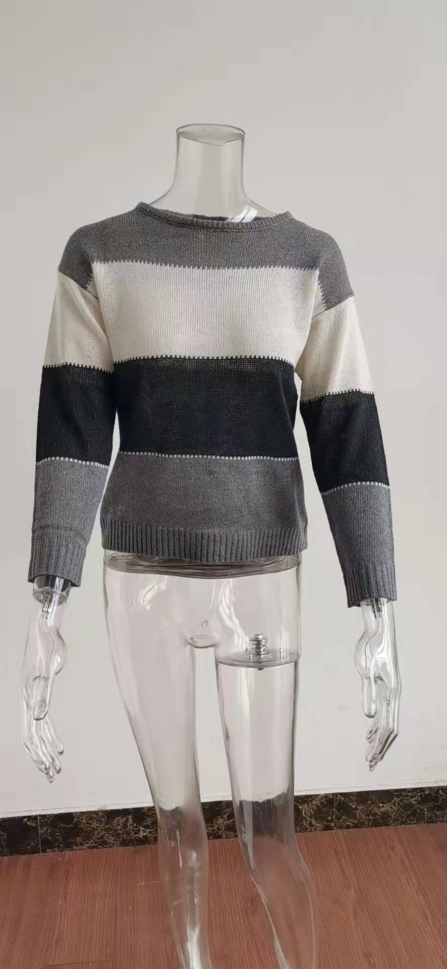 New Fallwinter Womens Long-sleeve Striped Sweater