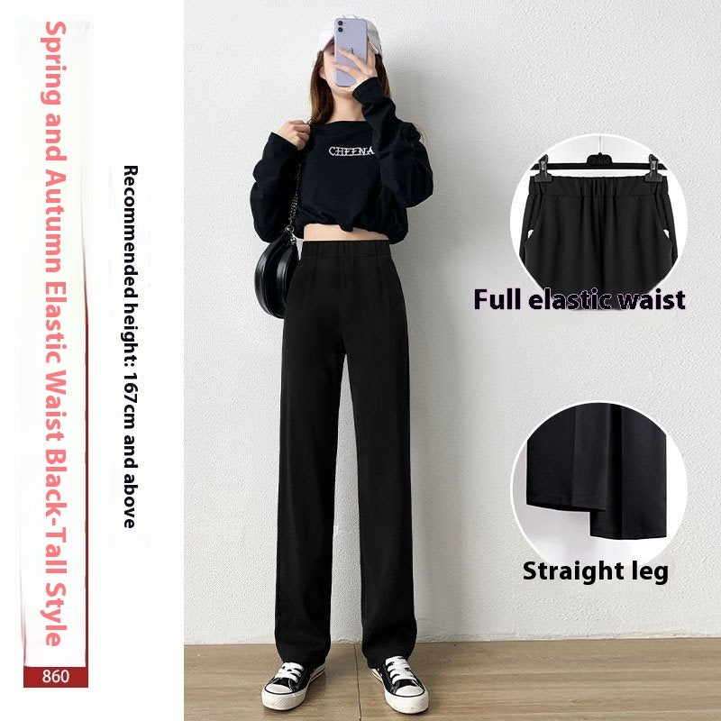 Black Suit Pants Women's Thin Drooping Straight Casual Pants