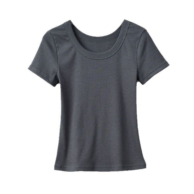 Slim Fit Slimming Women T-shirt Short And Thin Western Style Youthful-looking Top